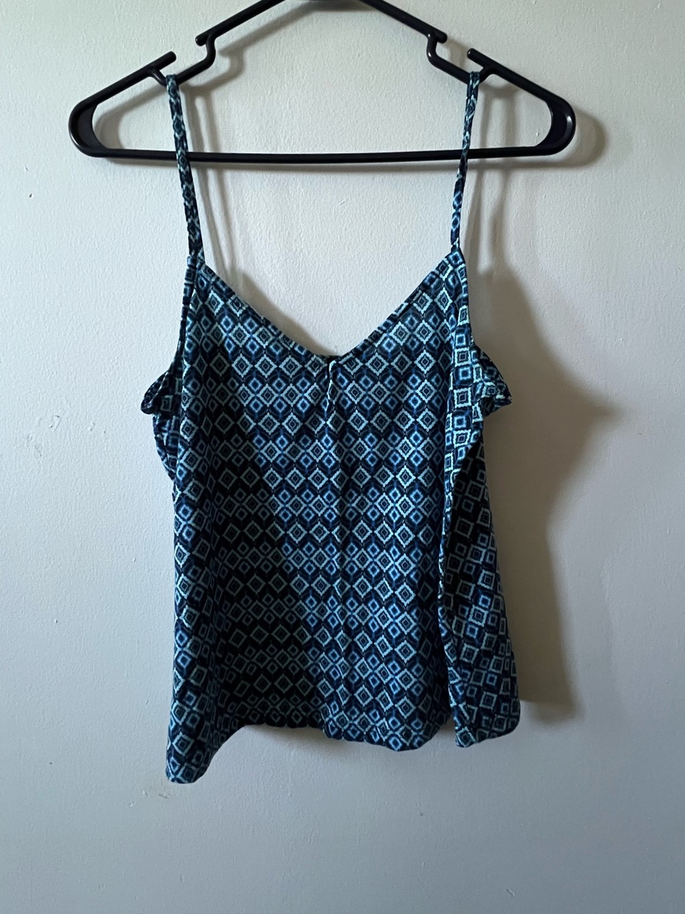 Topshop Blue Geometric Print Spaghetti Strap Tank Top